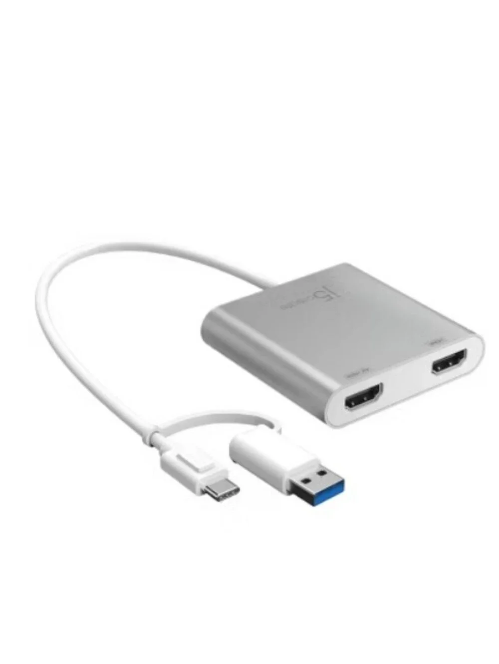 Silver USB-C to Dual HDMI Multi-Monitor Adapter
